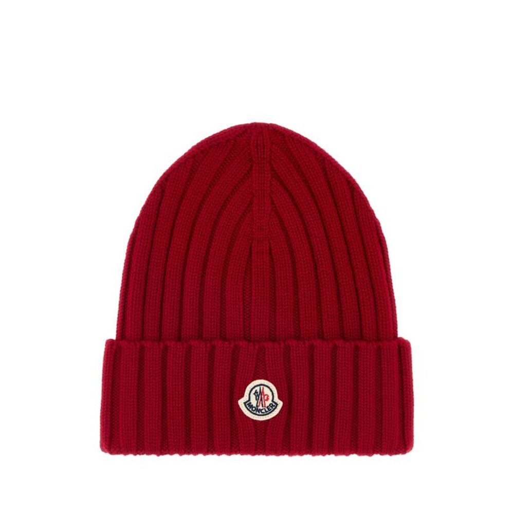 Moncler Women Red Wool Beanie Hat